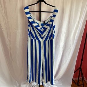 Ashley Stewart Blue & White Striped Jumpsuit, size 20 NWOT
